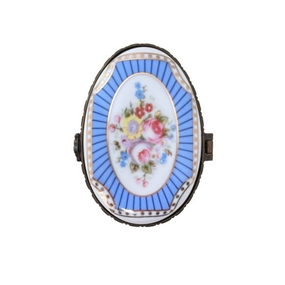 Vintage Porcelain Beautiful Rose Floral Hinged Trinket Box